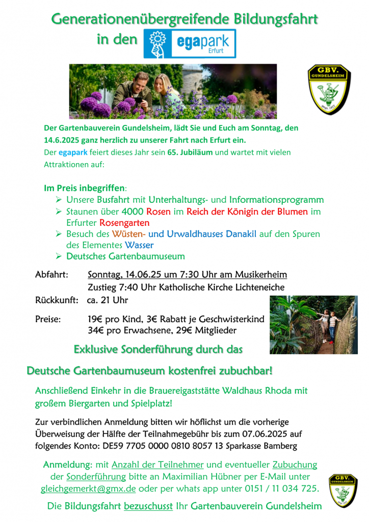 Generationenübergreifende Bildungsfahrt in den egapark Erfurt